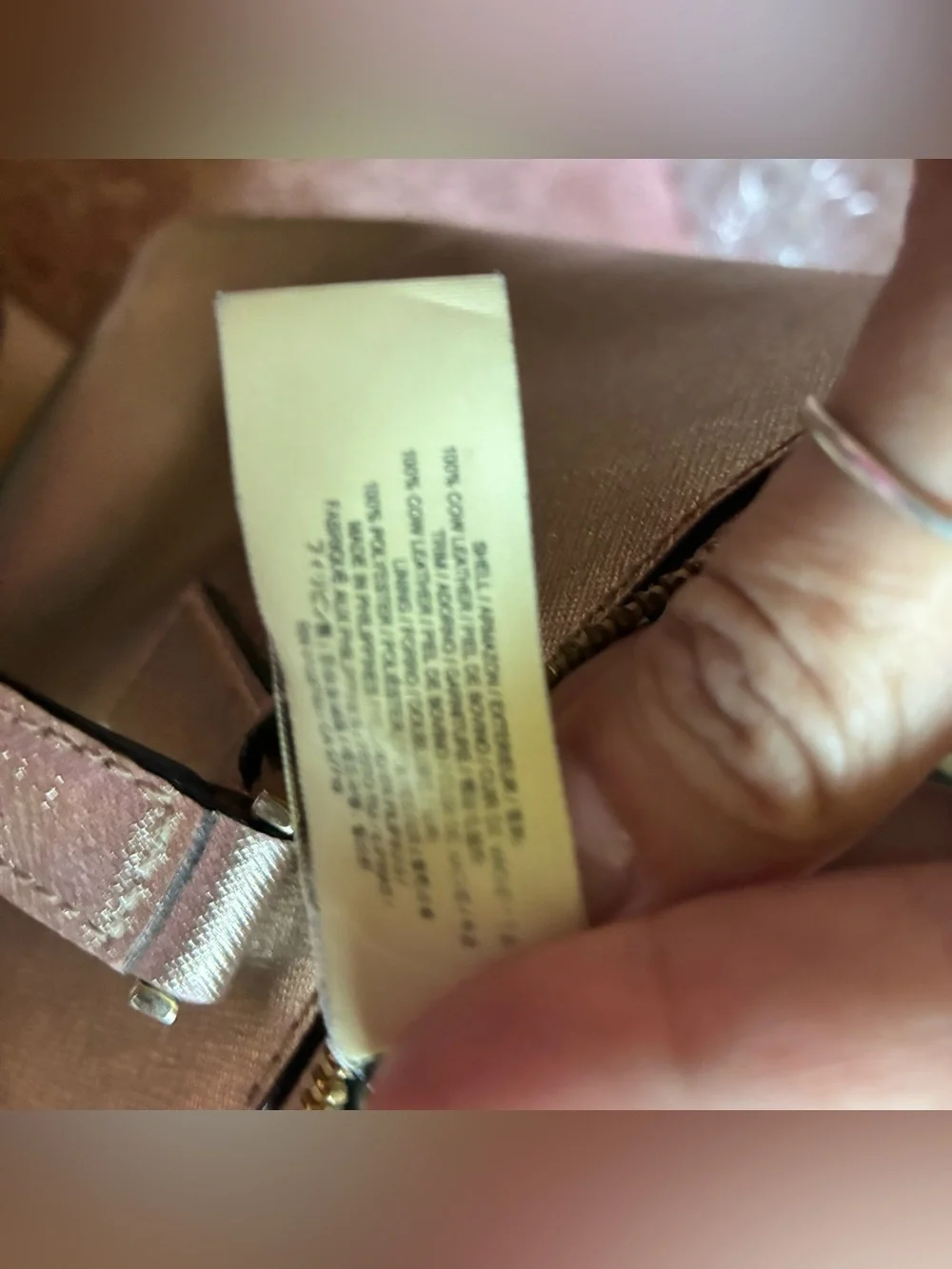 Kate Spade Metallic Rose Gold Zipper Tote Bag